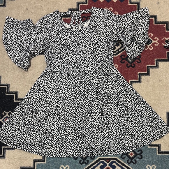Sequin Hearts Black and White Patterned Kids Dress - Picture 2 of 2